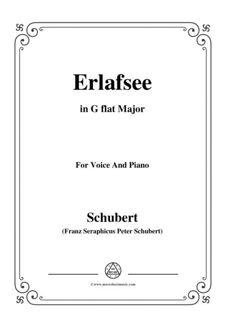 Schubert Erlafsee Op 8 No 3 In G Flat Major For Voice Piano Sheet Music