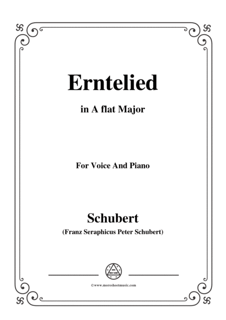 Schubert Erntelied In A Flat Major For Voice Piano Sheet Music