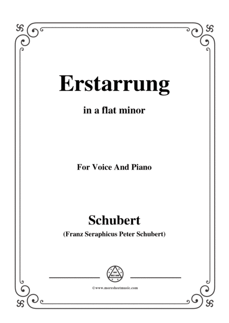 Schubert Erstarrung From Winterreise Op 89 D 911 No 4 In A Flat Minor For Voice Piano Sheet Music