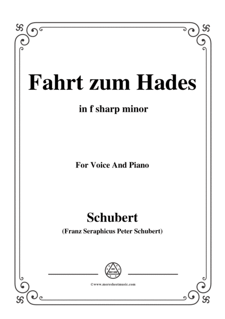 Schubert Fahrt Zum Hades In F Sharp Minor D 526 For Voice And Piano Sheet Music