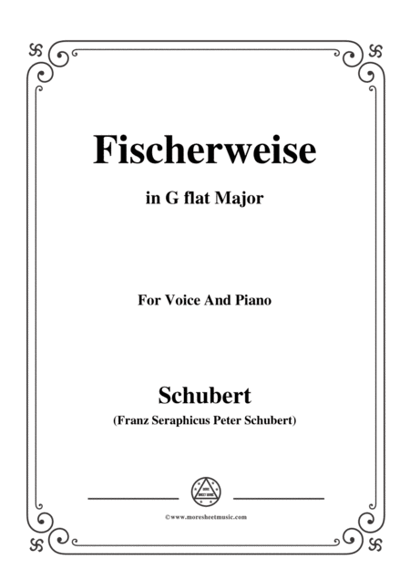 Schubert Fischerweise In G Flat Major Op 96 No 4 For Voice And Piano Sheet Music