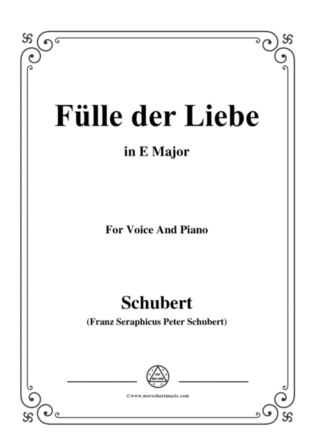 Schubert Flle Der Liebe In E Major For Voice And Piano Sheet Music