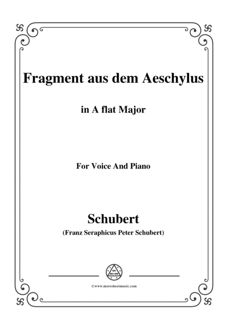 Schubert Fragment Aus Dem Aeschylus In A Flat Major For Voice Piano Sheet Music