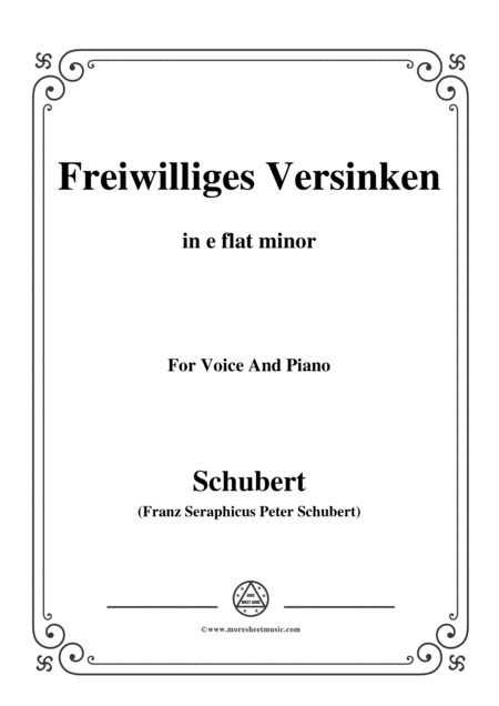 Free Sheet Music Schubert Freiwilliges Versinken Voluntary Oblivion D 700 In E Flat Minor For Voice Piano