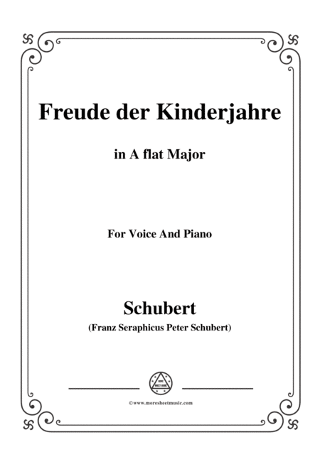 Free Sheet Music Schubert Freude Der Kinderjahre In A Flat Major For Voice Piano