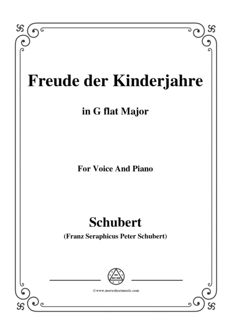 Free Sheet Music Schubert Freude Der Kinderjahre In G Flat Major For Voice Piano