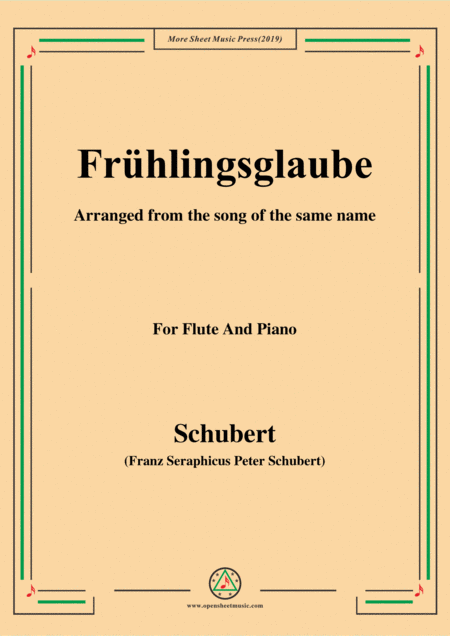 Free Sheet Music Schubert Frhlingsglaube For Flute And Piano