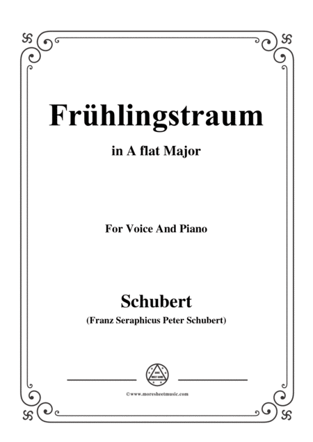 Free Sheet Music Schubert Frhlingstraum From Winterreise Op 89 D 911 No 11 In A Flat Major For Voice Piano