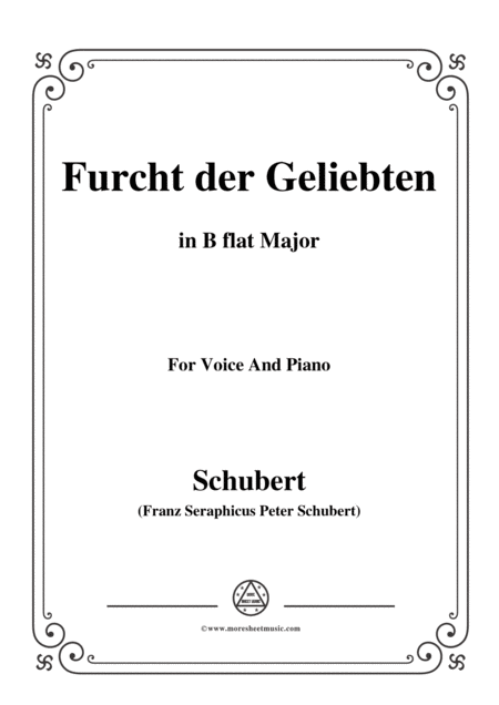 Free Sheet Music Schubert Furcht Der Geliebten In B Flat Major For Voice And Piano