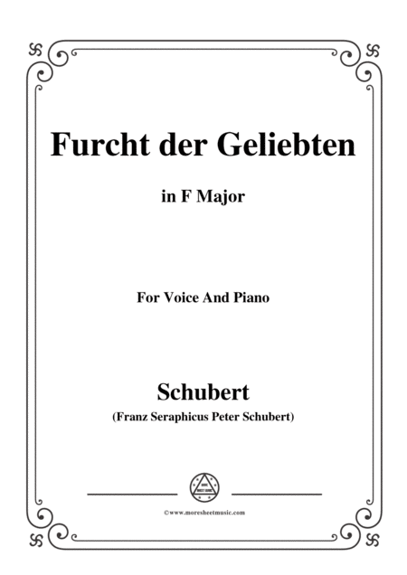 Free Sheet Music Schubert Furcht Der Geliebten In F Major For Voice And Piano