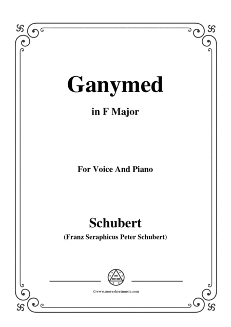 Schubert Ganymed Op 19 No 3 In F Major For Voice Piano Sheet Music