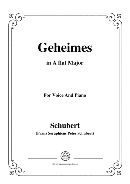 Schubert Geheimes Op 14 No 2 In A Flat Major For Voice Piano Sheet Music