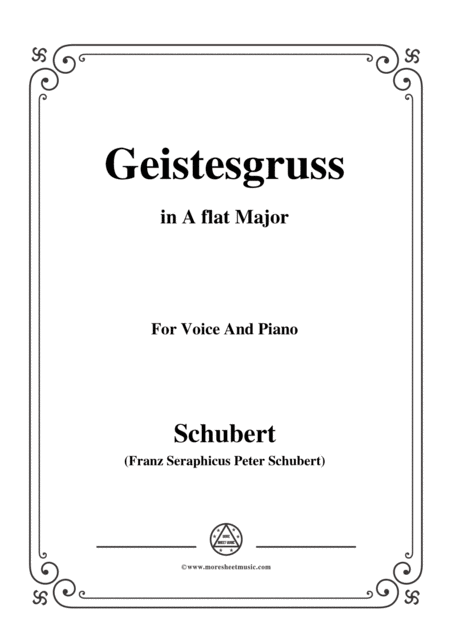 Schubert Geistesgruss Op 92 No 3 In A Flat Major For Voice Piano Sheet Music