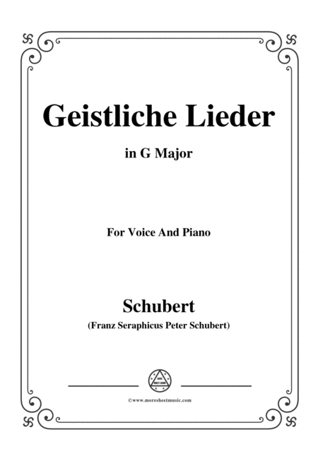 Schubert Geistliche Lieder In G Major For Voice Piano Sheet Music