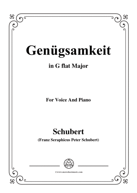 Schubert Gengsamkeit In G Flat Major Op 109 No 2 For Voice And Piano Sheet Music