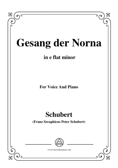 Schubert Gesang Der Norna Op 85 No 2 In E Flat Minor For Voice Piano Sheet Music