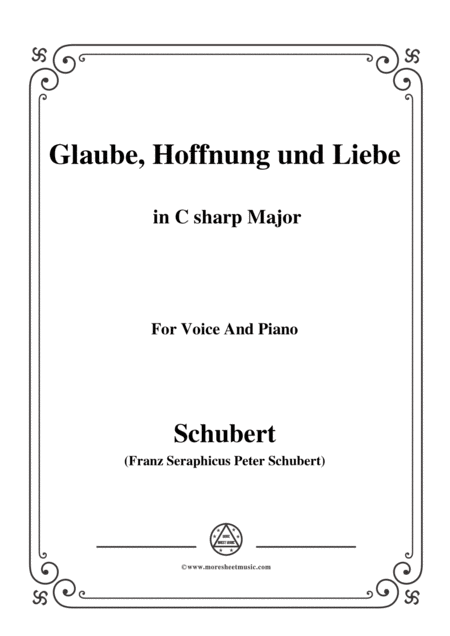 Schubert Glaube Hoffnung Und Liebe Op 97 In C Sharp Major For Voice Piano Sheet Music