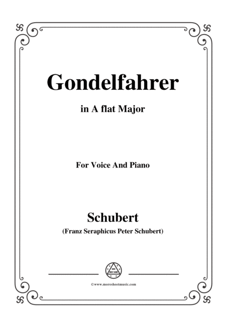 Schubert Gondelfahrer In A Flat Major For Voice Piano Sheet Music