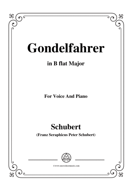 Schubert Gondelfahrer In B Flat Major For Voice Piano Sheet Music