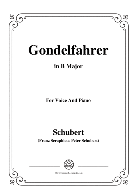 Schubert Gondelfahrer In B Major For Voice Piano Sheet Music