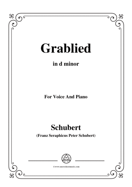 Schubert Grablied In D Minor D 218 For Voice And Piano Sheet Music