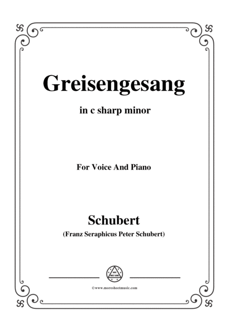 Schubert Greisengesang In C Sharp Minor Op 60 No 1 For Voice And Piano Sheet Music