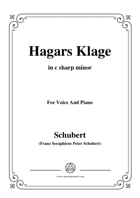 Schubert Hagars Klage Hagars Lament D 5 In C Sharp Minor For Voice Piano Sheet Music