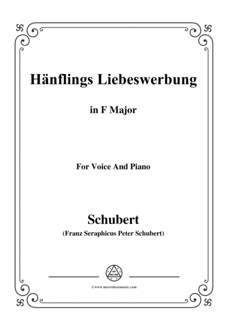 Schubert Hanflings Liebeswerbung In F Major For Voice And Piano Sheet Music