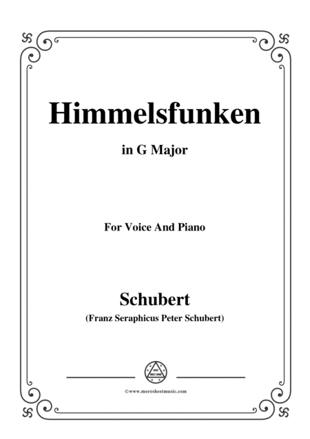 Schubert Himmelsfunken In G Major For Voice And Piano Sheet Music