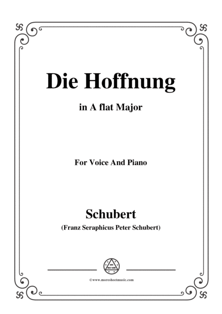 Schubert Hoffnung Die Hoffnung In A Flat Major Op 87 No 2 For Voice And Piano Sheet Music