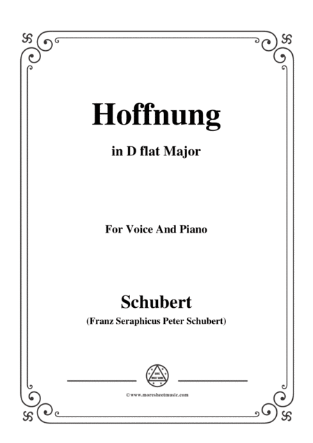 Schubert Hoffnung In D Flat Major For Voice Piano Sheet Music