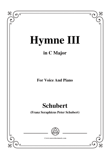 Free Sheet Music Schubert Hymne Hymn Iii D 661 In C Major For Voice Piano