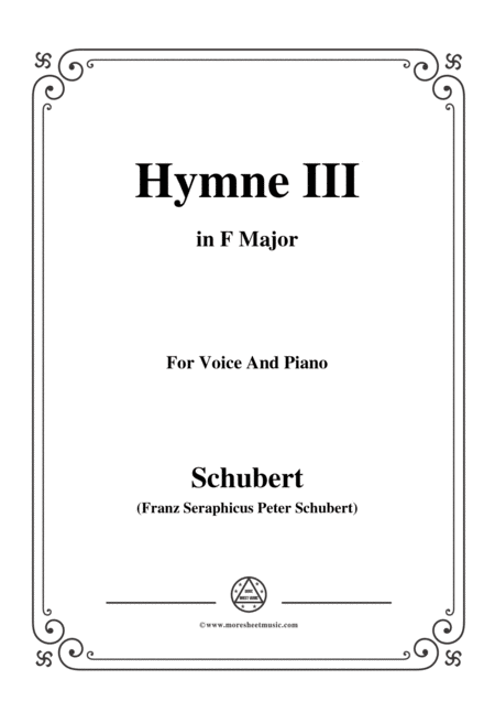 Schubert Hymne Hymn Iii D 661 In F Major For Voice Piano Sheet Music