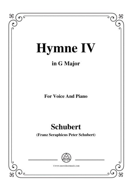 Free Sheet Music Schubert Hymne Hymn Iv D 662 In G Major For Voice Piano