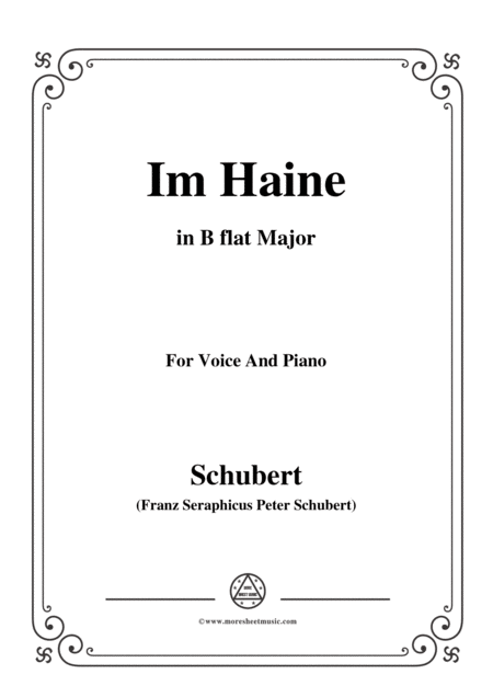 Schubert Im Haine Op 56 No 3 In B Flat Major For Voice Piano Sheet Music