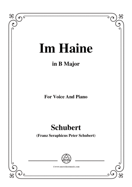 Schubert Im Haine Op 56 No 3 In B Major For Voice Piano Sheet Music