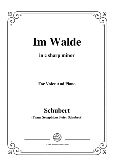 Schubert Im Walde Op 93 No 1 In C Sharp Minor For Voice Piano Sheet Music