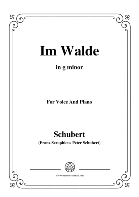 Schubert Im Walde Op 93 No 1 In G Minor For Voice Piano Sheet Music