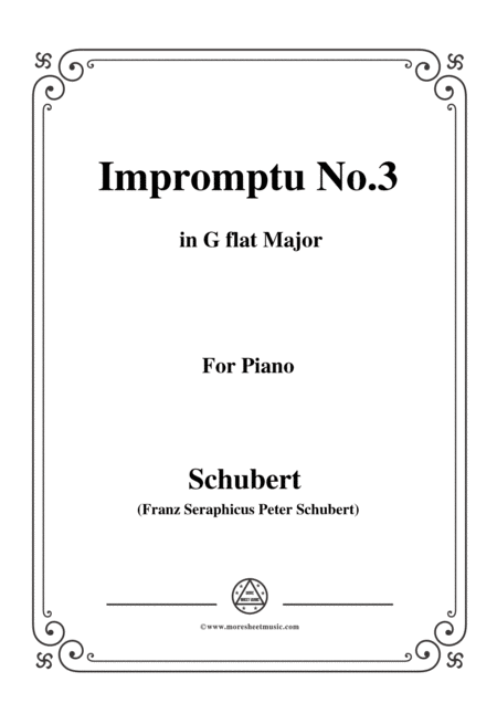 Schubert Impromptu No 3 In G Flat Major For Piano Sheet Music