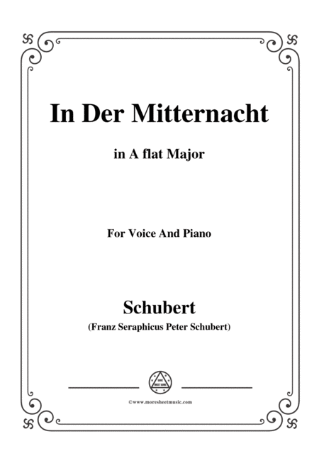 Free Sheet Music Schubert In Der Mitternacht In A Flat Major For Voice Piano