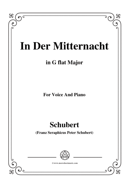 Schubert In Der Mitternacht In G Flat Major For Voice Piano Sheet Music