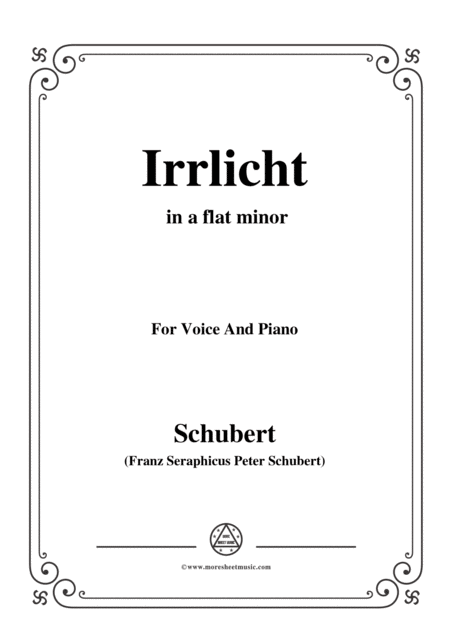 Schubert Irrlicht From Winterreise Op 89 D 911 No 9 In A Flat Minor For Voice Piano Sheet Music