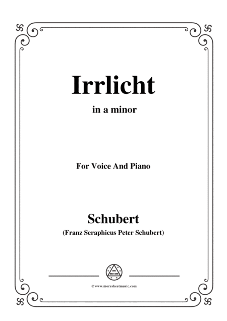 Free Sheet Music Schubert Irrlicht From Winterreise Op 89 D 911 No 9 In A Minor For Voice Piano