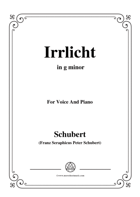 Schubert Irrlicht From Winterreise Op 89 D 911 No 9 In G Minor For Voice Piano Sheet Music