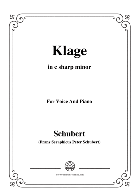 Free Sheet Music Schubert Klage In C Sharp Minor For Voice Piano