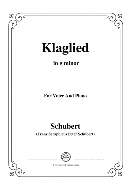 Free Sheet Music Schubert Klaglied Op 131 No 3 In G Minor For Voice Piano