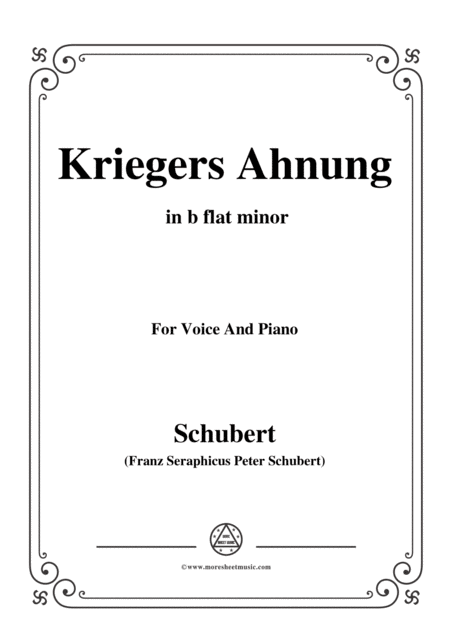 Free Sheet Music Schubert Kriegers Ahnung In B Flat Minor For Voice Piano