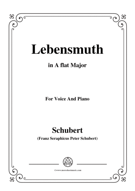 Free Sheet Music Schubert Lebensmuth In A Flat Major For Voice Piano