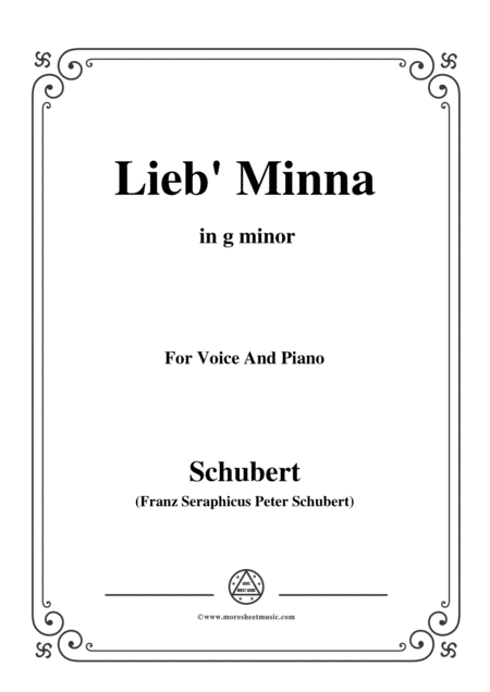 Free Sheet Music Schubert Lieb Minna Darling Minna D 222 In G Minor For Voice Piano