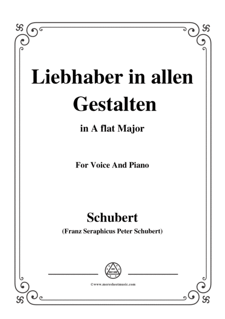 Schubert Liebhaber In Allen Gestalten In A Flat Major For Voice Piano Sheet Music